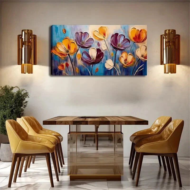 Depicts Many Colorful Flowers Wall Art Canvas Office Home Room Framed 120x60cm - Bella Home Decor