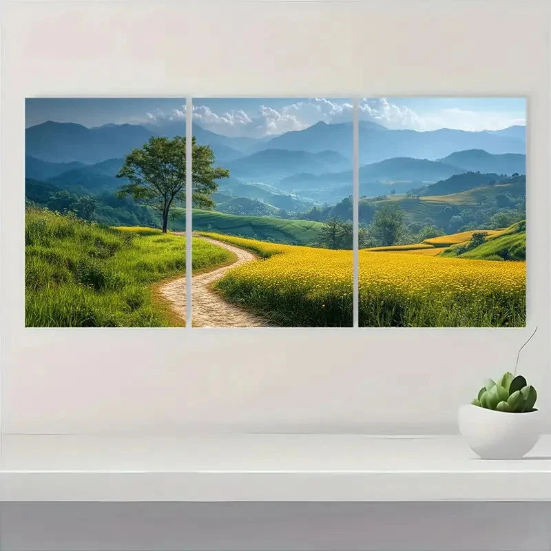 3pcs Golden Rice Fields & Woodland  SD  Wall Art Set Canvas Framed 60x90cm - High Quality Print 100% Australian Made Wall Canvas Ready to Hang - Bella Home Decor
