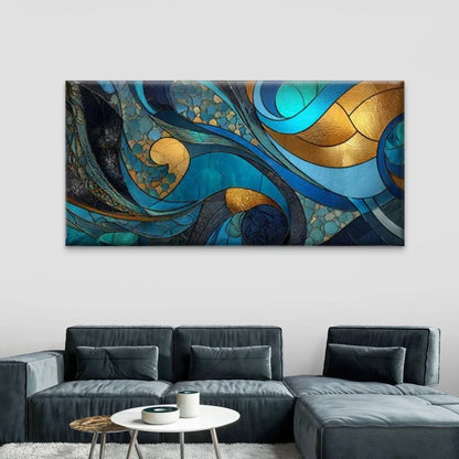 Abstract Fluid Curves Wall Art Canvas Office Home Room Framed 120x60cm