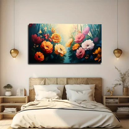 Colorful Flowers Suitable Wall Art Canvas Office Home Room Framed 120x60cm