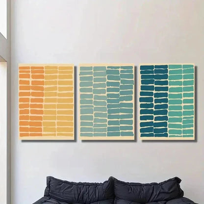 3pcs Abstract Colorful Horizontal Stripes Wall Art Canvas Unframed - High Quality Print 100% Australian Made Wall Canvas - Bella Home Decor
