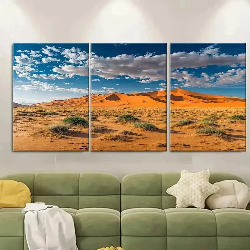 3pcs Erg Chebbi Dunes Travel Print Wall Art Set Canvas Framed 40x60cm - High Quality Print 100% Australian Made Wall Canvas Ready to Hang - Bella Home Decor