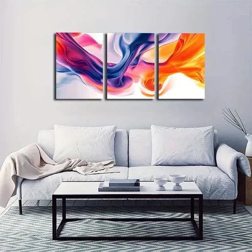 3pcs Color Smoke Paint On White Background Wall Art Canvas Unframed - High Quality Print 100% Australian Made Wall Canvas - Bella Home Decor