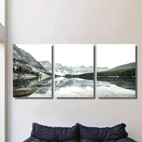 3pcs Moraine Snow Mountain & Lake View Wall Art Canvas Unframed - High Quality Print 100% Australian Made Wall Canvas