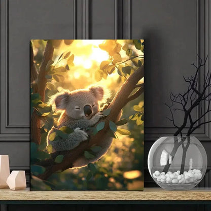 Cute Koala Is Sleeping On The Eucalyptus Tree 40x60cm Metal Print Ready to Hang