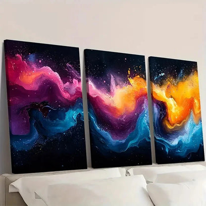 3pcs ABSTRACT PAINTING Colorful PC    Framed Wall Art Set Canvas Framed 50x70cm - High Quality Print 100% Australian Made Wall Canvas Ready to Hang - Bella Home Decor