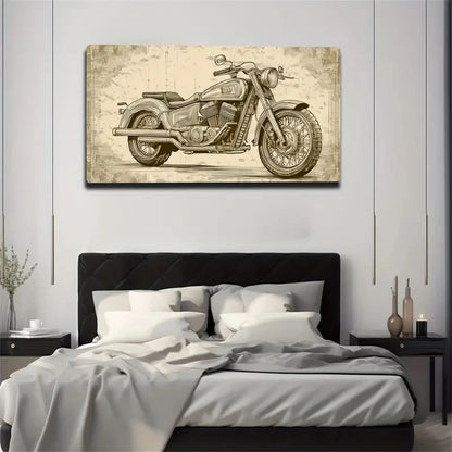 Vintage A Motorcycle Wall Art Canvas Office Home Room Framed 120x60cm