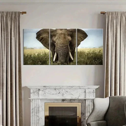 3pcs Elephant African Savanna Decoration Wall Art Canvas Unframed - High Quality Print 100% Australian Made Wall Canvas