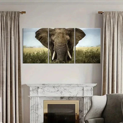 3pcs Elephant African Savanna Decoration Wall Art Canvas Unframed - High Quality Print 100% Australian Made Wall Canvas