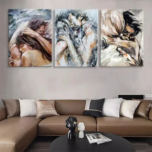3pcs Romantic Love Embrace Soft Perfect  Wall Art Set Canvas Unframed - High Quality Print 100% Australian Made Wall Canvas