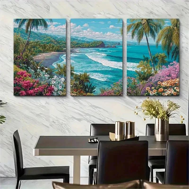 3pcs Jaco Costa Rica Travel Nature Perfect Wall Art Set Canvas Framed 50x70cm - High Quality Print 100% Australian Made Wall Canvas Ready to Hang