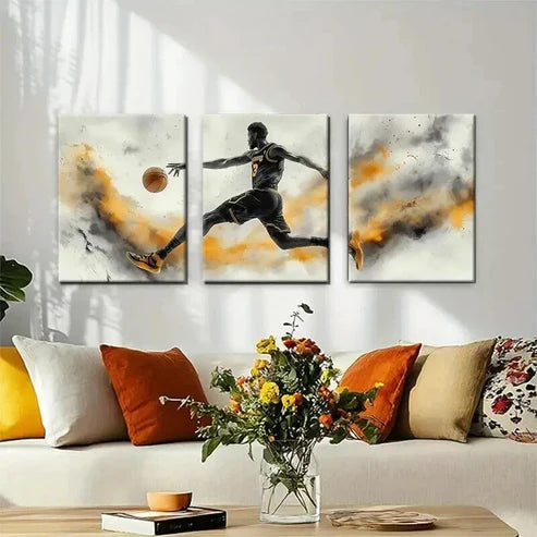 3pcs Basketball Player Action Poster Perfect Wall Art Set Canvas Unframed - High Quality Print 100% Australian Made Wall Canvas - Bella Home Decor