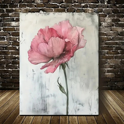 Vibrant Pink Carnation Floral Painting 40x60cm Metal Print Ready to Hang - Bella Home Decor