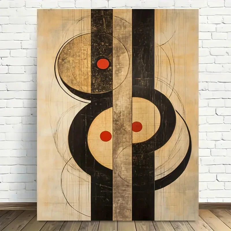 Beautiful Modern Vintage Abstract Geometric Painting 40x60cm Metal Print Ready to Hang - Bella Home Decor
