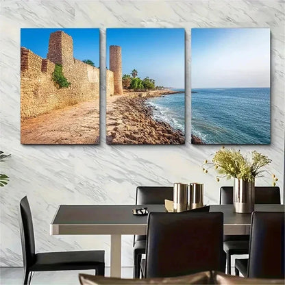3pcs Senegal Travel Nature Décor Perfect Wall Art Set Canvas Framed 50x70cm - High Quality Print 100% Australian Made Wall Canvas Ready to Hang