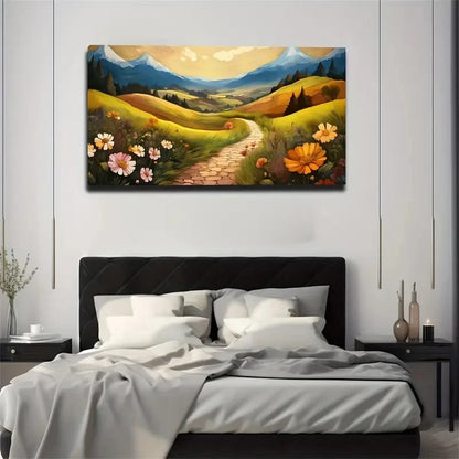 Quiet Country Road Wall Art Canvas Office Home Room Framed 120x60cm