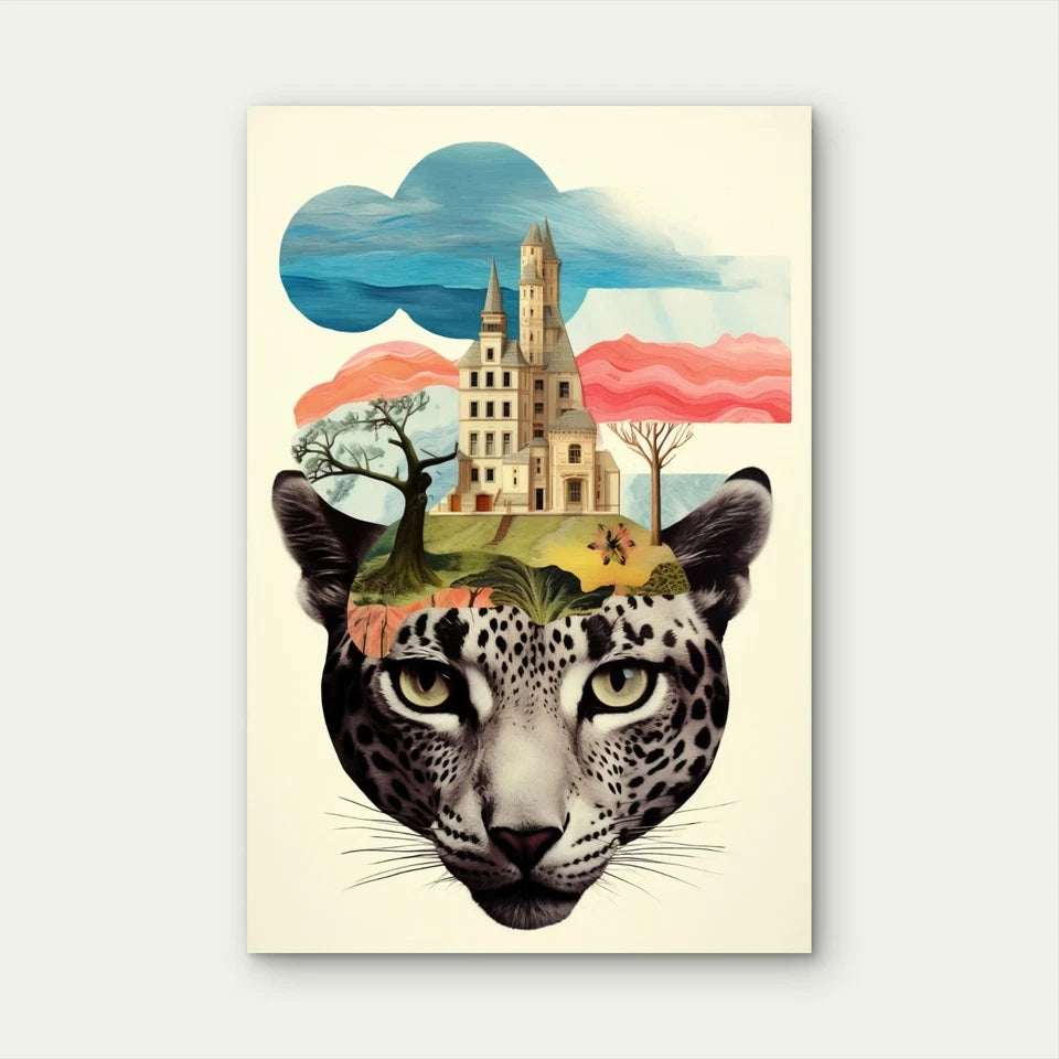 Abstract Leopard Pop Art Mixed Fantasy 40x60cm Metal Print Ready to Hang