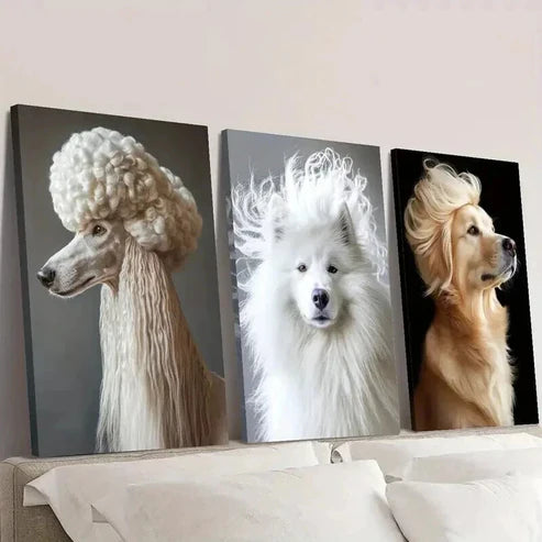 3pcs Elegant Pet Dog Animal Portrait Wall Art Set Canvas Unframed - High Quality Print 100% Australian Made Wall Canvas