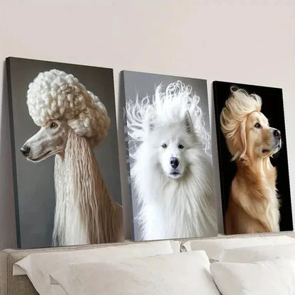3pcs Elegant Pet Dog Animal Portrait Wall Art Set Canvas Unframed - High Quality Print 100% Australian Made Wall Canvas
