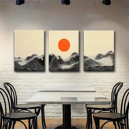 3pcs Black & White Ocean Waves Vibrant Perfect Wall Art Set Canvas Unframed - High Quality Print 100% Australian Made Wall Canvas - Bella Home Decor