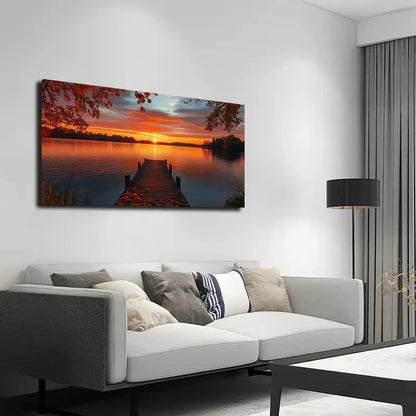 Serene Sunset Landscape Wall Art canvas office home room framed 120x60cm - Bella Home Decor