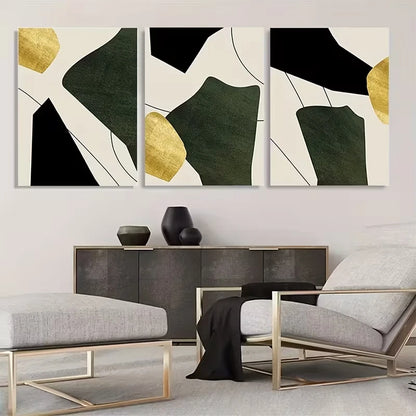 3pcs Bohemian Vintage Abstract Green  Wall Art Set Canvas Framed 40x60cm - High Quality Print 100% Australian Made Wall Canvas Ready to Hang - Bella Home Decor