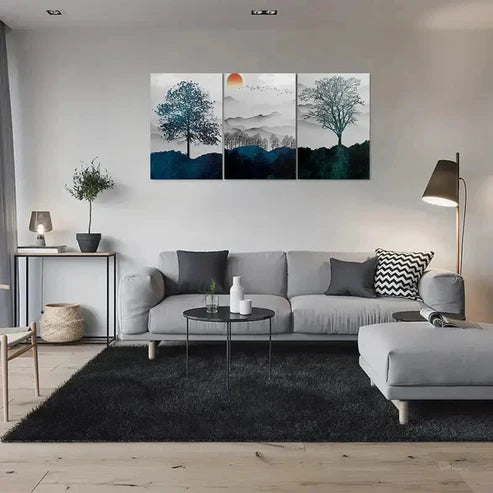 3pcs Minimalist Tree and Mountain Wall Art Set Canvas Unframed - High Quality Print 100% Australian Made Wall Canvas