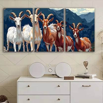 3pcs Top of The Goats Decor Wall Art Set Canvas Framed 40x60cm – High Quality Print 100% Australian Made Wall Canvas Ready to Hang