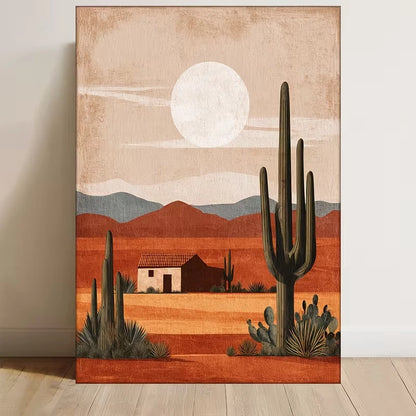 , Terracotta & Cactus Design Metal Print Ready to Hang - Bella Home Decor