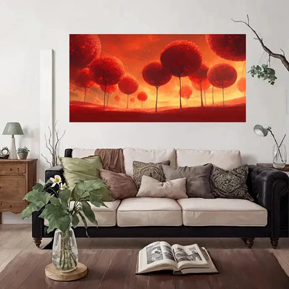 Red Trees Fantasy Wall Art Canvas Office Home Room Framed 120x60cm
