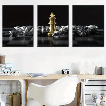 3pcs Featuring Chess And Board Games Perfect Wall Art Set Canvas Framed 40x60cm - High Quality Print 100% Australian Made Wall Canvas Ready to Hang - Bella Home Decor