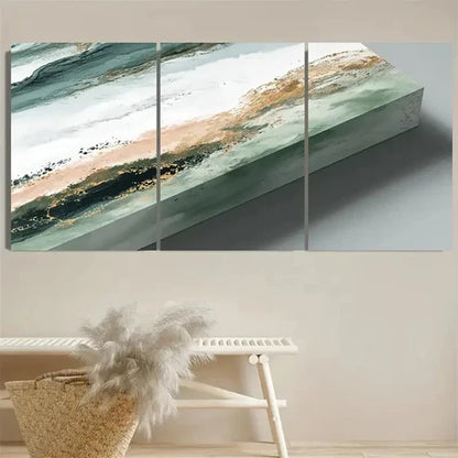 3pcs DustinWay Sage Green Pastels malist Wall Art Set Canvas Unframed - High Quality Print 100% Australian Made Wall Canvas - Bella Home Decor