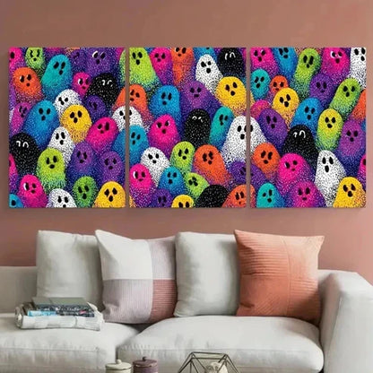 3pcs Ghosts & Disco Ball Design Perfect Perfect  Wall Art Set Canvas Unframed - High Quality Print 100% Australian Made Wall Canvas - Bella Home Decor