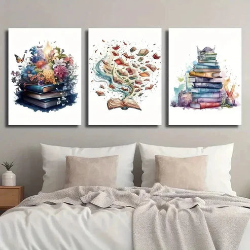 3pcs Painting of Flowers And Butterflies Wall Art Set Canvas Unframed - High Quality Print 100% Australian Made Wall Canvas