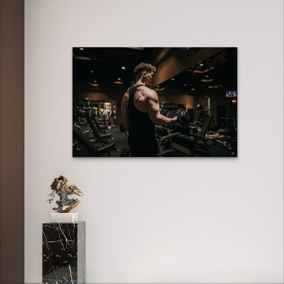 Dumbbell Bicep Curl Strength Training 5mm Plastic Poster Ready to Hang 90x60cm