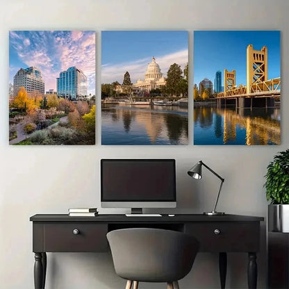 3pcs California Capital City Prints Perfect Wall Art Set Canvas Framed 50x70cm - High Quality Print 100% Australian Made Wall Canvas Ready to Hang - Bella Home Decor