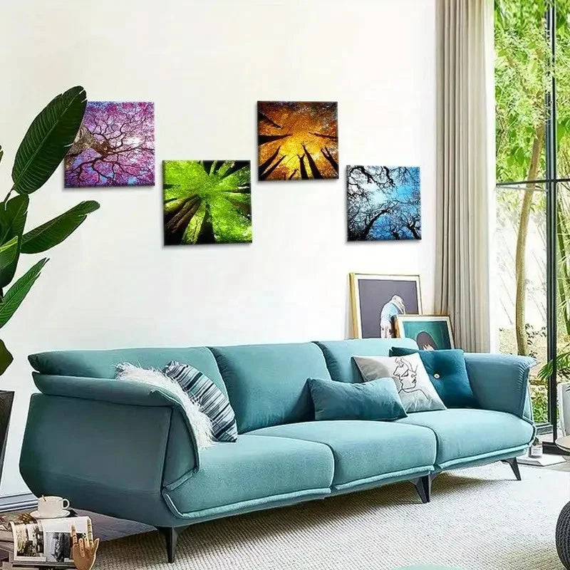 4pcs Artwork Framed for Bathroom Home Office Wall Art Canvas Framed