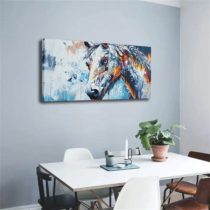 Abstract Horse Head Orange Wall Art Canvas Office Home Room Framed 120x60cm - Bella Home Decor