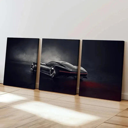 3pcs Modern Dark Toned Sports Car Design Wall Art Set Canvas Framed 60x90cm - High Quality Print 100% Australian Made Wall Canvas Ready to Hang