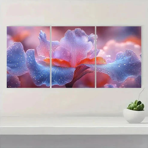 3pcs Vibrant Iris Flower Canvas Prints D  Wall Art Set Canvas Unframed - High Quality Print 100% Australian Made Wall Canvas - Bella Home Decor