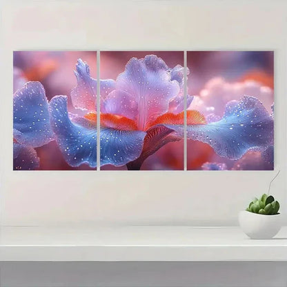 3pcs Vibrant Iris Flower Canvas Prints D  Wall Art Set Canvas Unframed - High Quality Print 100% Australian Made Wall Canvas - Bella Home Decor