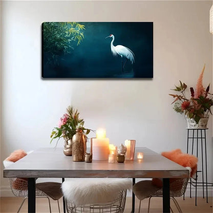 Crowned Crane In Water Wall Art Canvas Office Home Room Framed 120x60cm
