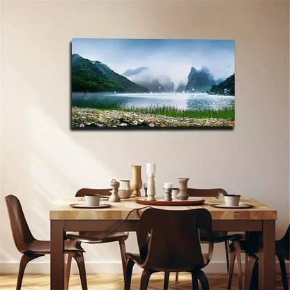 The Lake Misty Bring Wall Art Canvas Office Home Room Framed 120x60cm