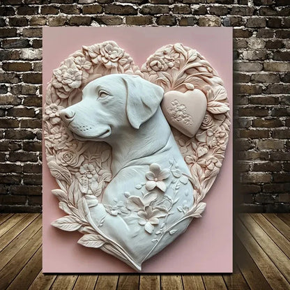 Featuring a White Labrador Theme Painting 40x60cm Metal Print Ready to Hang - Bella Home Decor