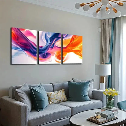 3pcs Color Smoke Paint On White Background Wall Art Canvas Unframed - High Quality Print 100% Australian Made Wall Canvas - Bella Home Decor