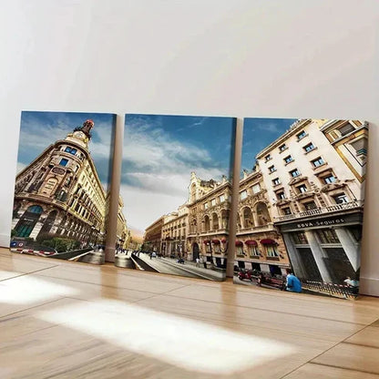 3pcs European City Street View Landscape Wall Art Set Canvas Unframed - High Quality Print 100% Australian Made Wall Canvas