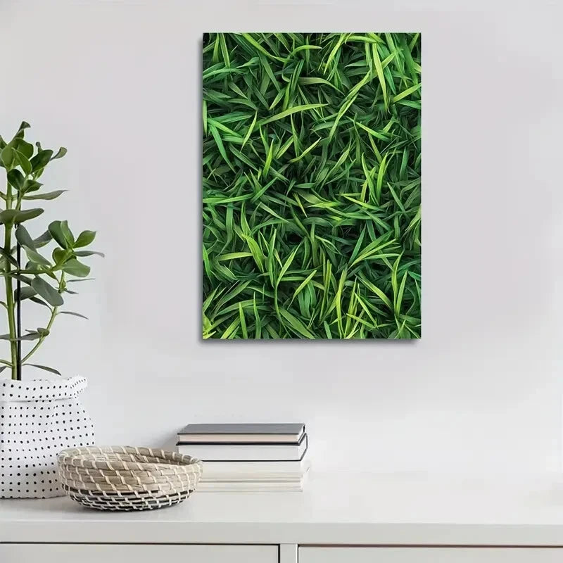 Beautiful Vibrant Emerald Mint Grass Lawn 40x60cm Metal Print Ready to Hang - Bella Home Decor