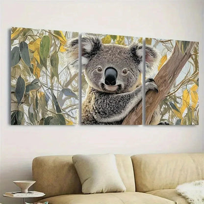 3pcs The Classic Koala A Stamp of Nostalgia Wall Art Set Canvas Framed 50x70cm - High Quality Print 100% Australian Made Wall Canvas Ready to Hang - Bella Home Decor