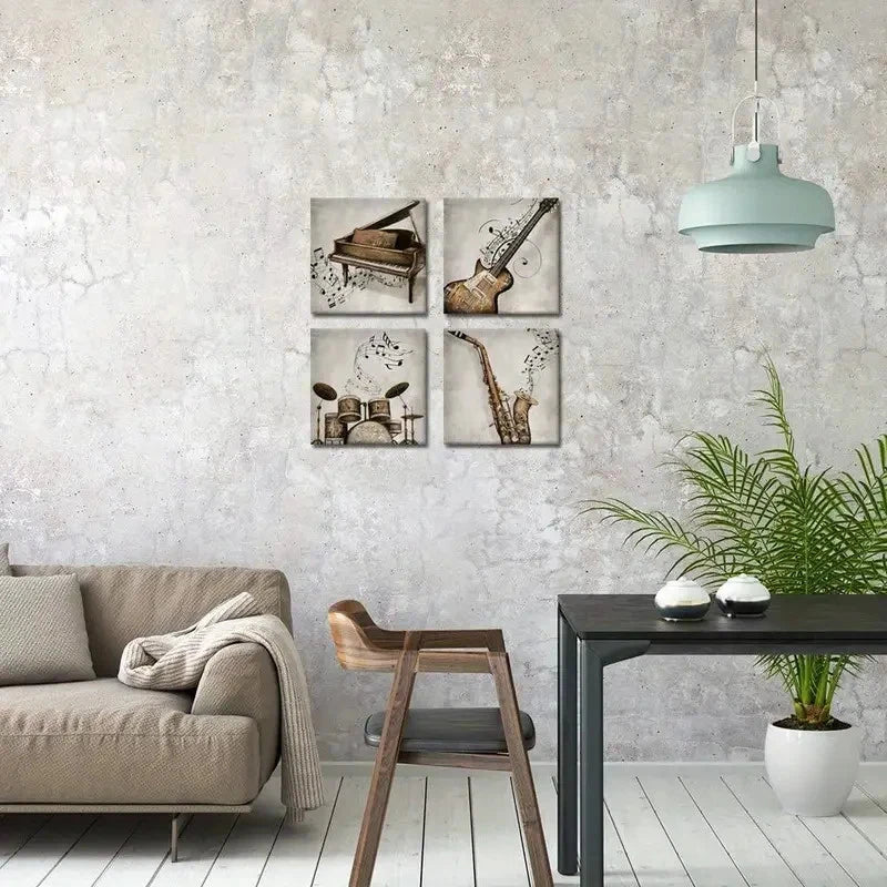 4pcs Panel Music   Wall Art Canvas Framed