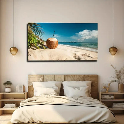 White Sand Beach Wall Art Canvas Office Home Room Framed 120x60cm